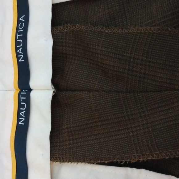 Nautica Brown Wool/Cashmere Glen Check Dress Pants 36 - 29.5 - Picture 7 of 15